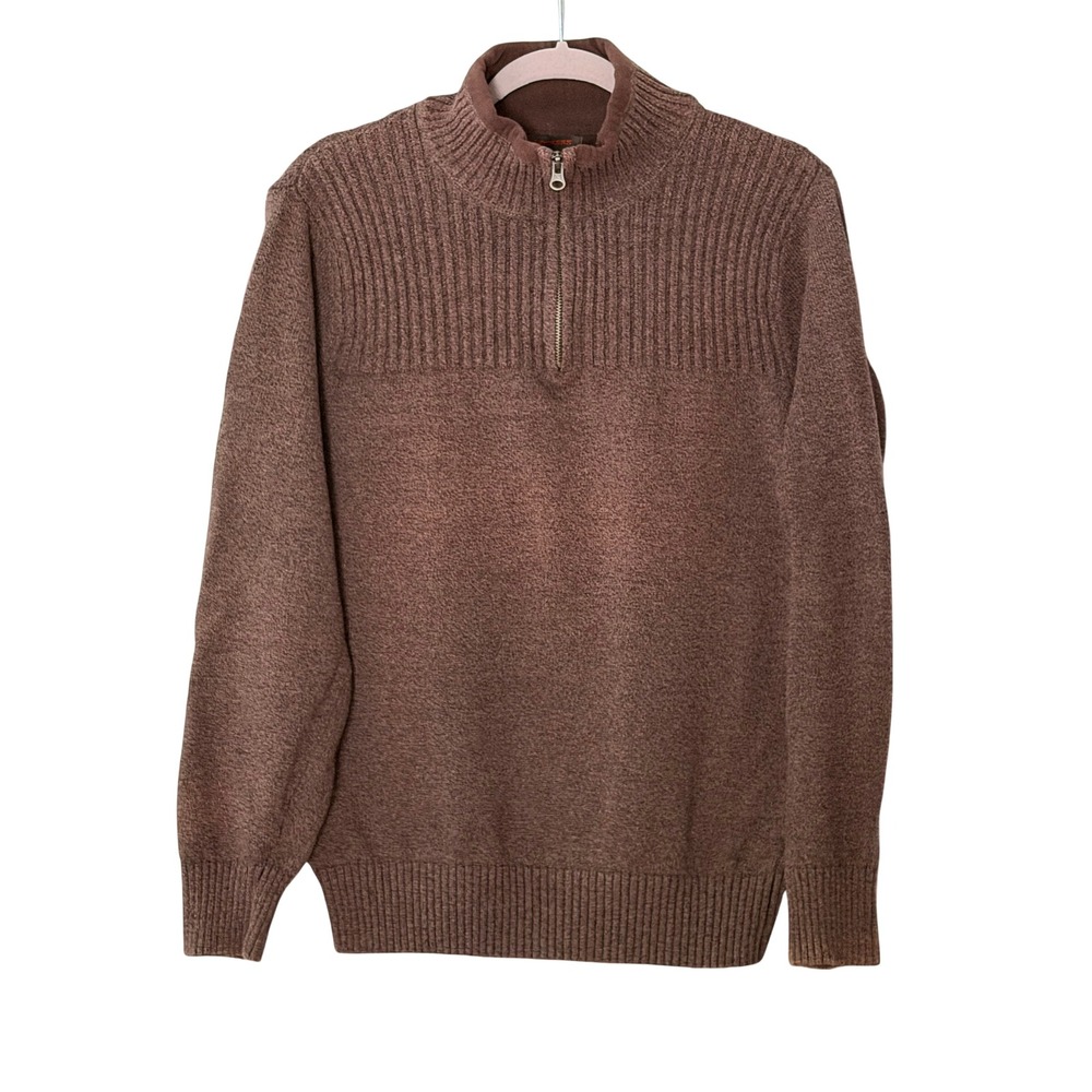 Dockers Men's L Brown Quarter Zip Mock Neck Long Sleeve Sweater | SKU 1038